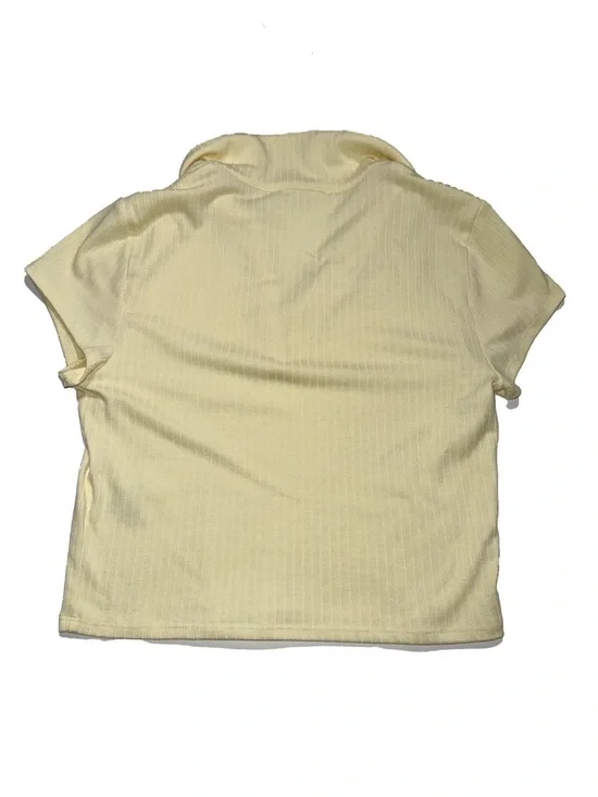 Elodie Cropped Butter Yellow Polo Shirt - Picture 2 of 2